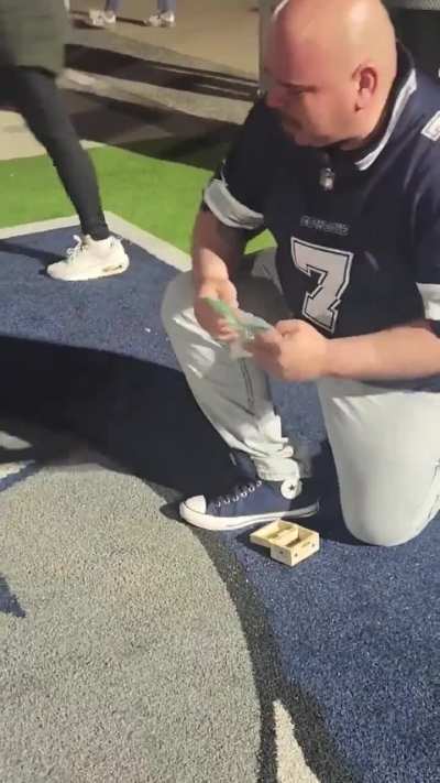 A Cowboys fan poured his deceased cousin’s ashes on AT&T Stadium field