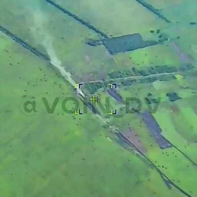 RU pov: Column of Ukrainian vehicles is hit and destroyed by Russian artillery fire. Footage from the offensive near Novodarovka, Zaporyzhe/Donetsk region.