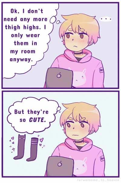 He just really likes (wearing) thigh highs ❤