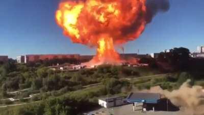 Gas station explosion in Novosibirsk