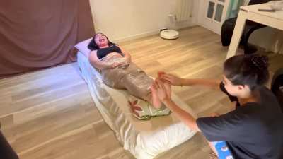 Catalina gets mummified and her feet tickled!