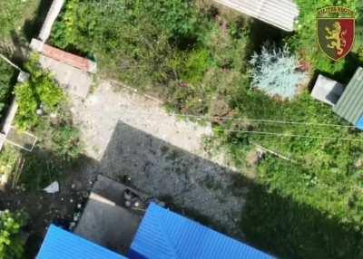 Russian soldier caught ukrainian bomb from drone