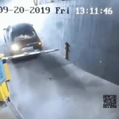 Backing up through a lowered gate