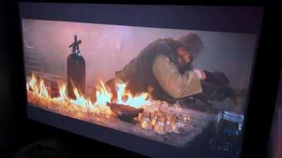 My Brother has a secret door that leads to a private theater.