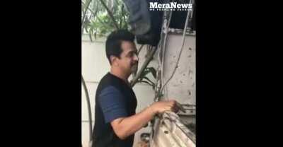 South star Arjun Sarja gets a gir cow as birthday gift from his daughters