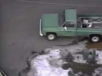 Helicopter pilot stops police chase by landing in front of the suspect’s vehicle.