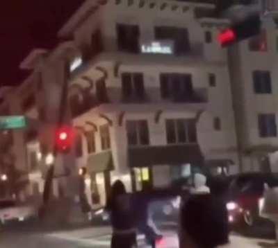 USA: White Pickup Drifts and Crashes Into Pole, Causing Chaos