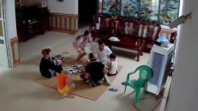 Fan narrowly misses everyone