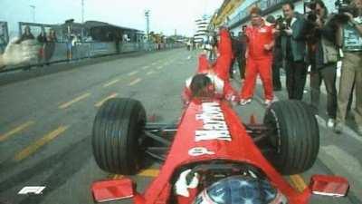 Michael Schumacher runs into his front jackman during practice, Imola 2000.