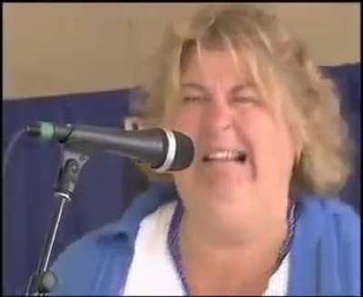 One of the competitors on competition of making pig noises