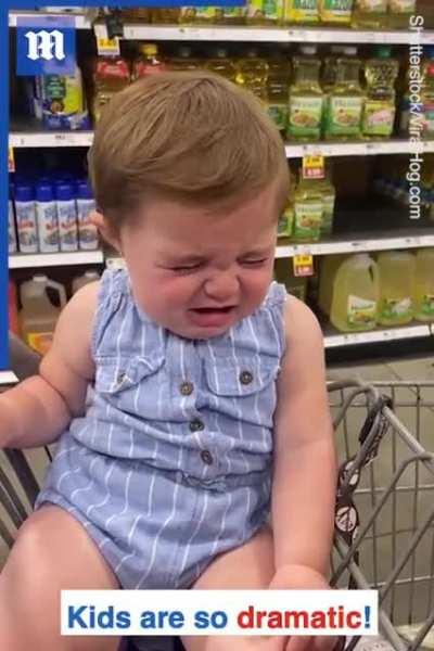 This baby hasn't quite mastered the art of fake crying 😂 😂 via Shutterstock