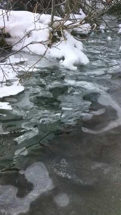 Water flowing under a sheet of ice