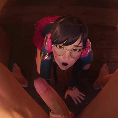 Schoolgirl D.va knows how to persuade her teacher to give her good grades.