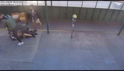 A female Asian police officer reports to a homeless man who was threatening Asian people walking by, and gets attacked by said homeless man herself. She was assisted by 4 good samaritans who pried the man off of her, but ended up seriously injured & t