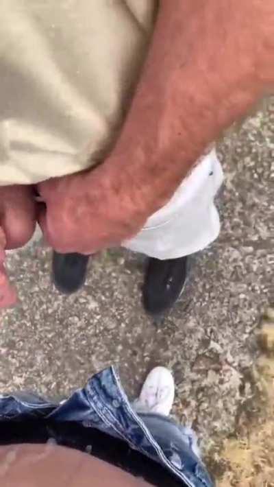 Jerks off on her stomach, and it runs down onto her panties