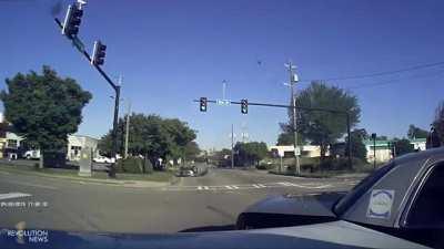 Multi car crash involving a police car