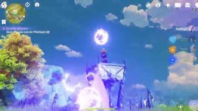 Keqing flew far away because of an arrow of a Hilichurl, fresh edit by me