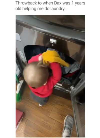 Helping with laundry