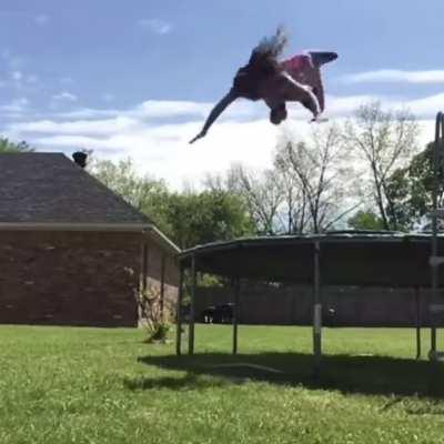 HMJB while try to flip off this tramponlie