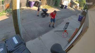 Neighbor attempted to dunk on my basketball goal.