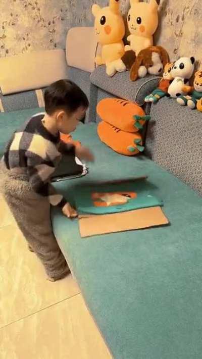 The way this boy folds his shirts