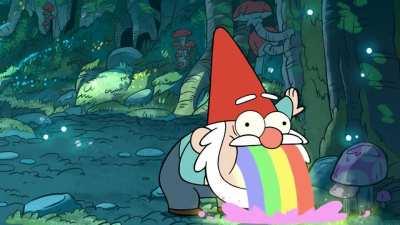Rare footage of what happens when a Gnome STOPS puking rainbows!