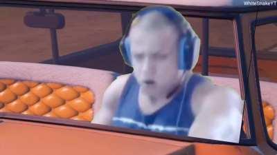 Tyler1 driving a car in fortnite