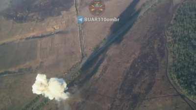 110th Separate Mechanized Brigade (110 OMBr) of the Ukrainian Ground Force shows the destruction of Russians with cluster munitions. Avdiivka direction.