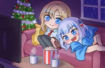 Drew Gura and Ame watching tv watching along with us!