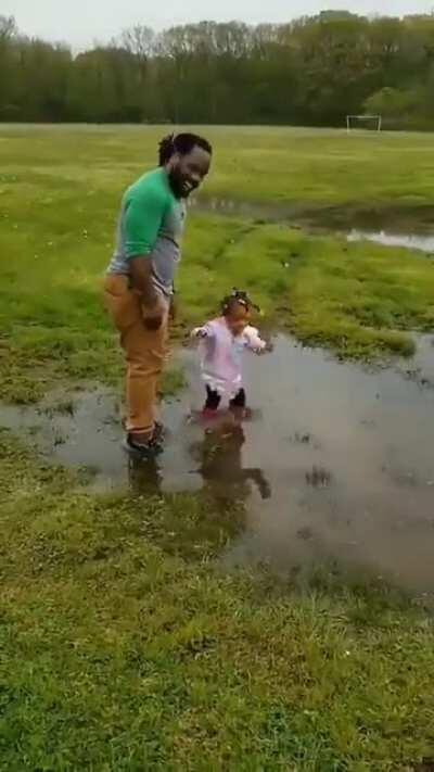 Jumping in puddles with Dad