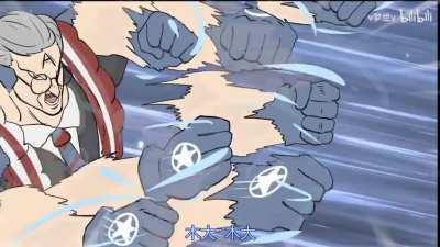 Chinese animator depicts America as literally Dio Brando the Bald Eagle (FULL FIGHT)