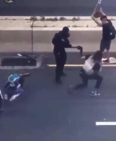 Philadelphia- Hands up and still sprayed