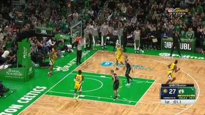 [Highlight] Derrick White calm and cool hits the pull up triple to end the first quarter with a game-high 11 points!