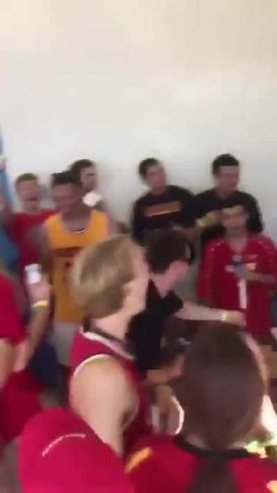 Girl smashes a beer on her face, then drains it