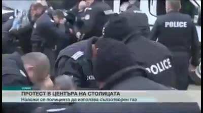 Trying to peper spray protesters against the wind