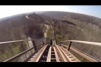 Maynard rides a rollercoaster.