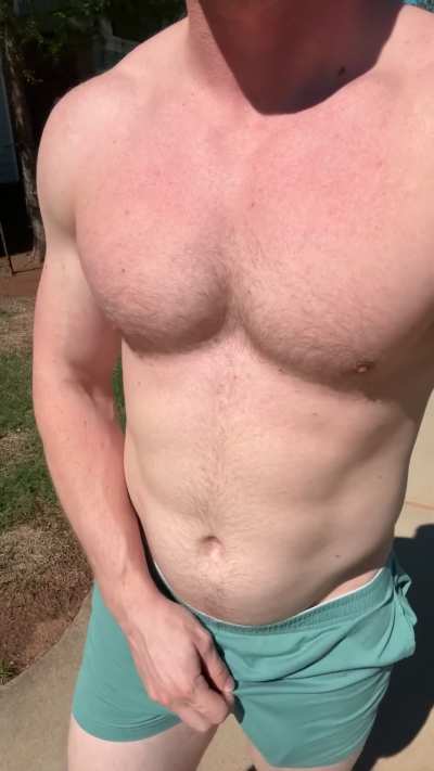 Walking around the neighborhood in the tiniest shorts