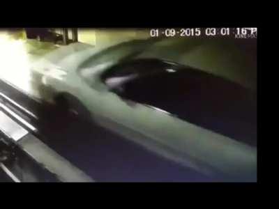 He shid and camed behind the wheel