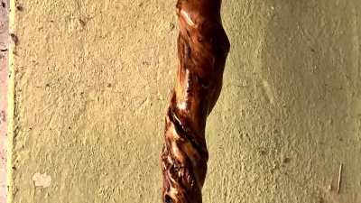 I found a beautifully twisted stick and turned it into a wizard’s staff