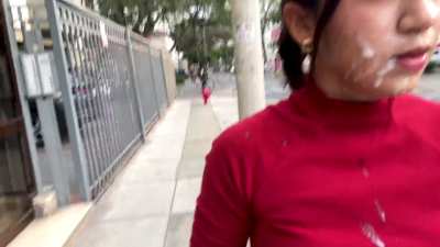 I feel amazing walking around with cum on my face