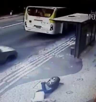 Hit by tire