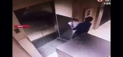 Elevator swallows worker