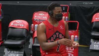 Kyle Lowry forgets he's on Live TV