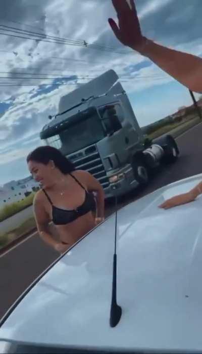 Hanging out the car window