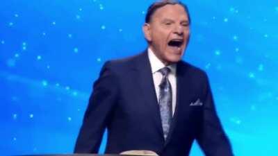 Televangelist Kenneth Copeland hopped up on laughing gas