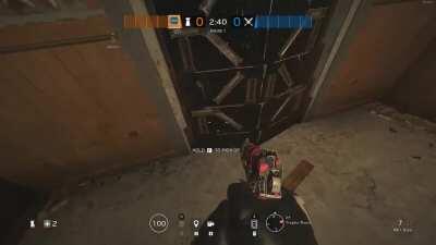 On deployable shields, there's a small gap that you can shoot through. This makes for a safer way to take care of welcome mats