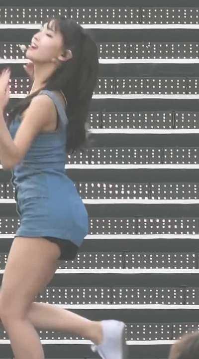 Momo - pigtails, short jean dress