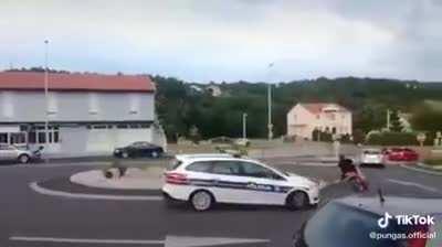 Running on bikes from police