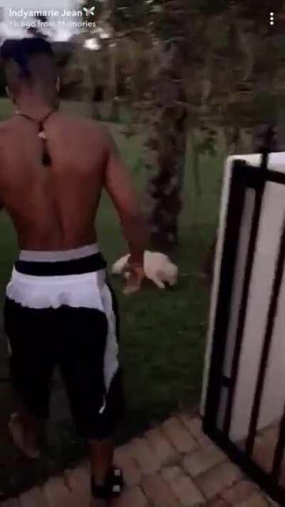 X with Indyamarie and his new puppy