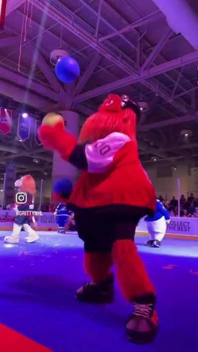 Gritty during the mascot’s dodgeball game 